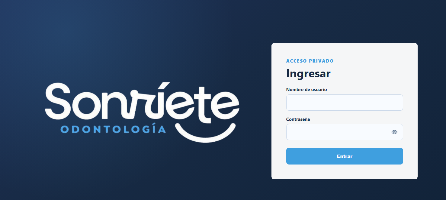 Vista de Turnero Fácil para Sonríete Odontología.